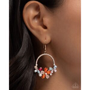 Flower hoop earrings colorful orange blue rhinestone Bouquet Bliss gold